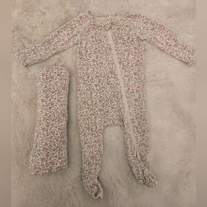 Quincy Mae Floral Baby Onesie in Cream and Pink